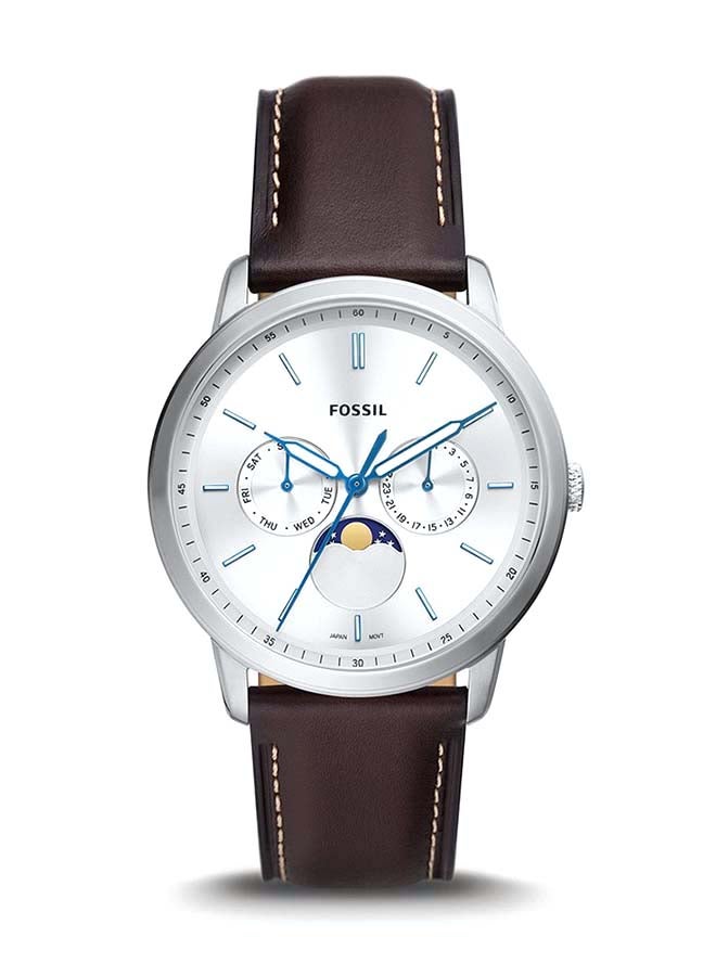 FOSSIL Men's Neutra Round Shape Chronograph Leather Strap Wrist Watch FS5905 - 42mm - Brown  - Image 1