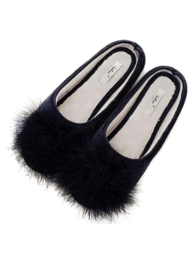 Coco Jar Faux Fur Bedroom Slippers Black - Image 2