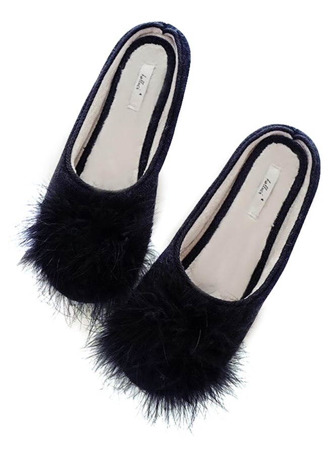Coco Jar Faux Fur Bedroom Slippers Black - Image 3