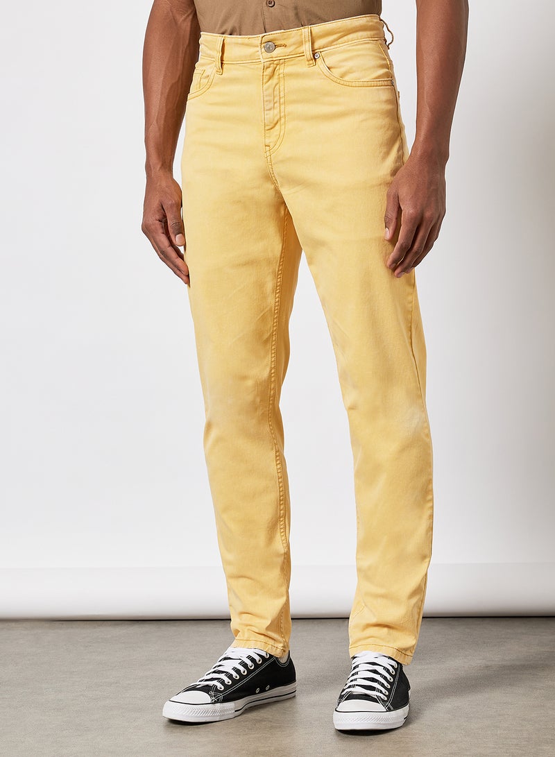QUWA - Washed Wide Leg Jeans Yellow - Image 1