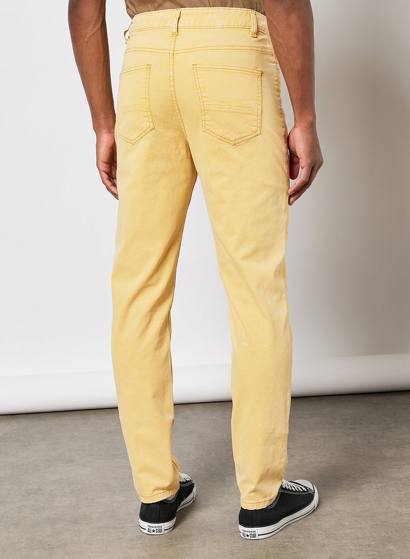 QUWA - Washed Wide Leg Jeans Yellow - Image 1