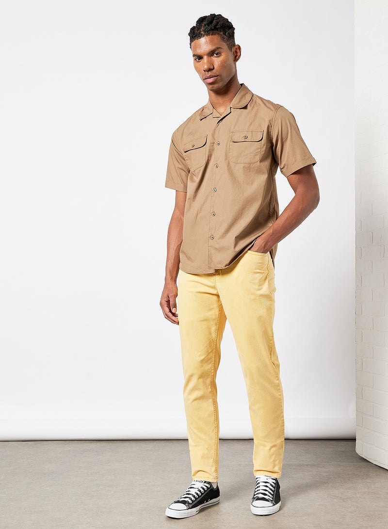 QUWA - Washed Wide Leg Jeans Yellow - Image 1
