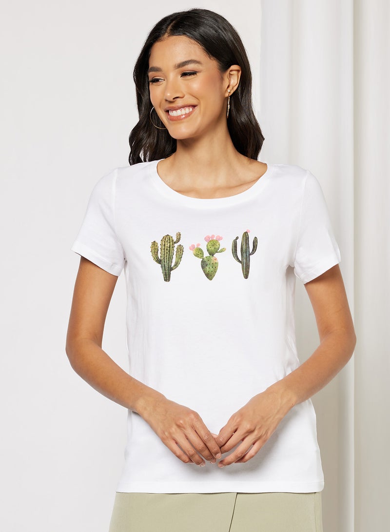 ONLY Cactus Graphic T-Shirt White - Image 1