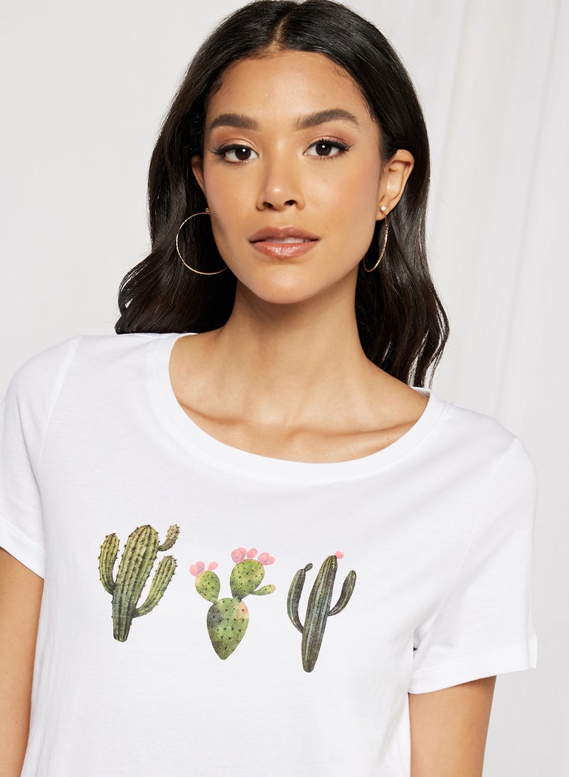 ONLY Cactus Graphic T-Shirt White - Image 3