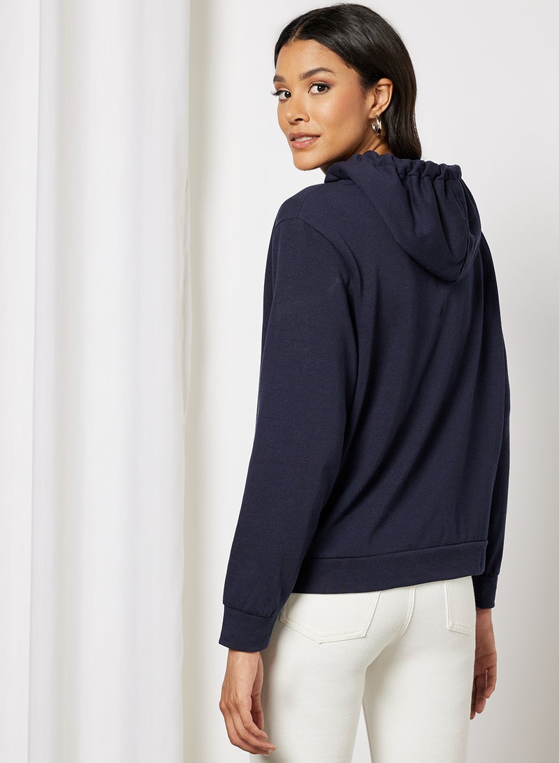 ONLY Solid Lace Hoodie Navy - Image 2