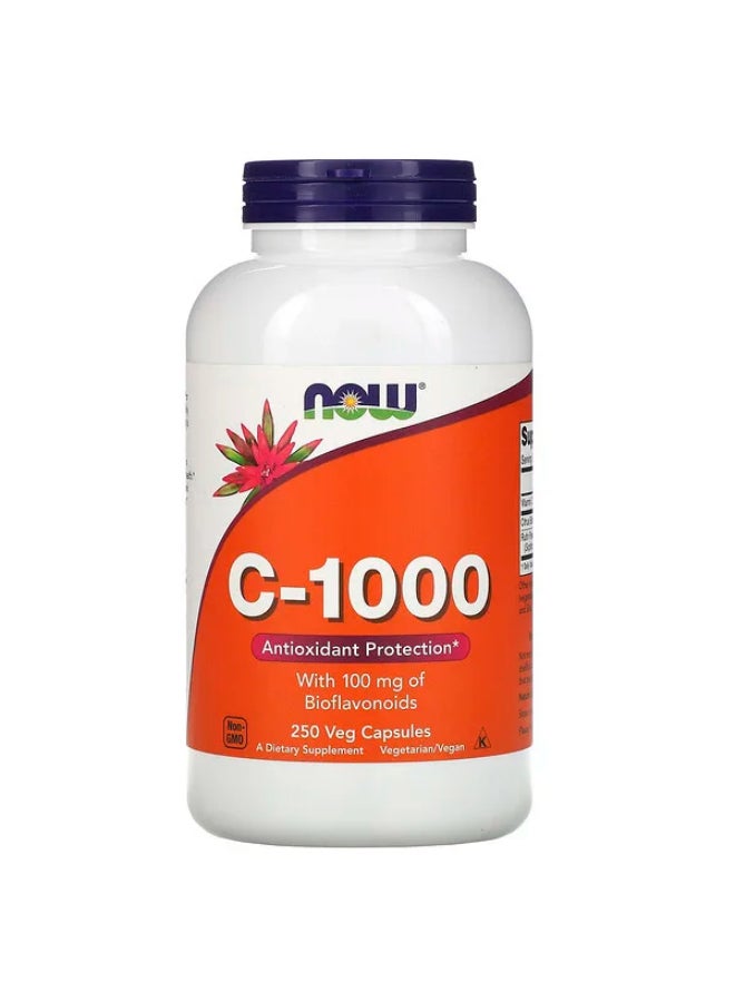 Now Foods Vitamin C-1000 Sustained Release with Rose hip, 250 Tablets  - Image 1