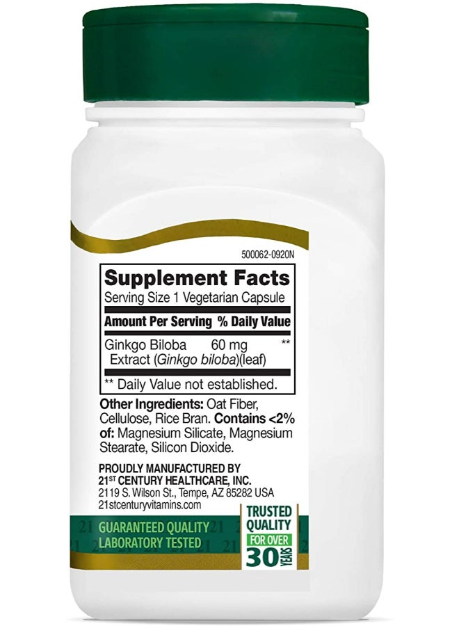 21st CENTURY Standardized Ginkgo Biloba Extract - 60 Vegetarian Capsules  - Image 3