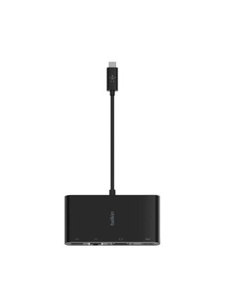 Belkin Usb-C Multimedia With Tethered Usb-C Cable - Interface Hub With Usb-A 3.2 Gen Port, Ethernet Port, Vga Port, And 4K Hdmi Port, For Mac And Windows And Usb-C Devices- Black Black - v1649926194/N52995510A_1