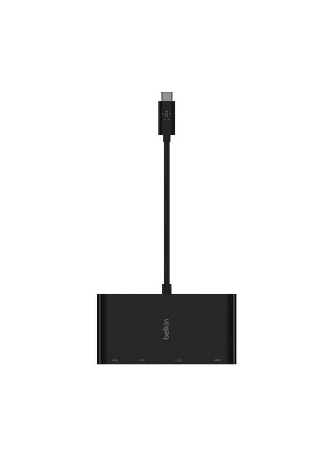 belkin - Belkin Usb-C Multimedia With Tethered Usb-C Cable - Interface Hub With Usb-A 3.2 Gen Port, Ethernet Port, Vga Port, And 4K Hdmi Port, For Mac And Windows And Usb-C Devices- Black Black - Image 1