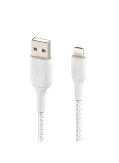 belkin Braided iPhone Charging Cable, USB A To Lightning Cable (Boost Charge To USB For iPhone, iPad, Airpods) MFI-Certified Apple Cable, (3 M, ) White  - Image 2