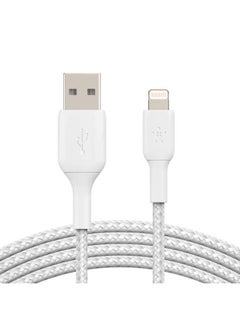 belkin Braided iPhone Charging Cable, USB A To Lightning Cable (Boost Charge To USB For iPhone, iPad, Airpods) MFI-Certified Apple Cable, (3 M, ) White  - Image 3