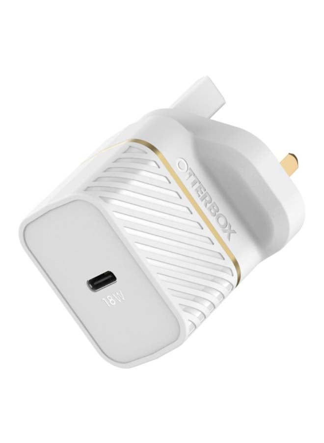 Otterbox UK Fast Wall Charger Bundle USB-C 18W PD + USB-C to USB-C Cable 1m White  - Image 2