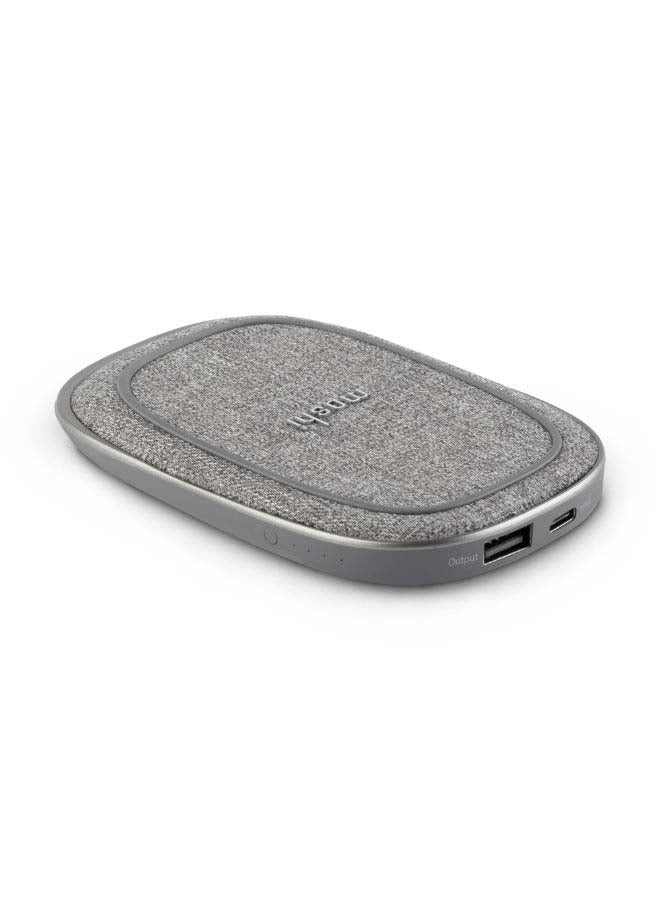 Moshi 5000 mAh Porto Q Portable Battery With Built-In Wireless Charger With USB C To USB A Cable, For Apple iPhone 15/14 And Older, Samsung, Huawei And Other Qi Enabled Device Nordic Gray - Image 2