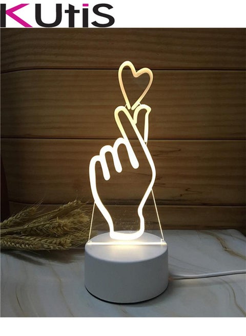 3D LED Love Optical Illusion Night Lamp Yellow