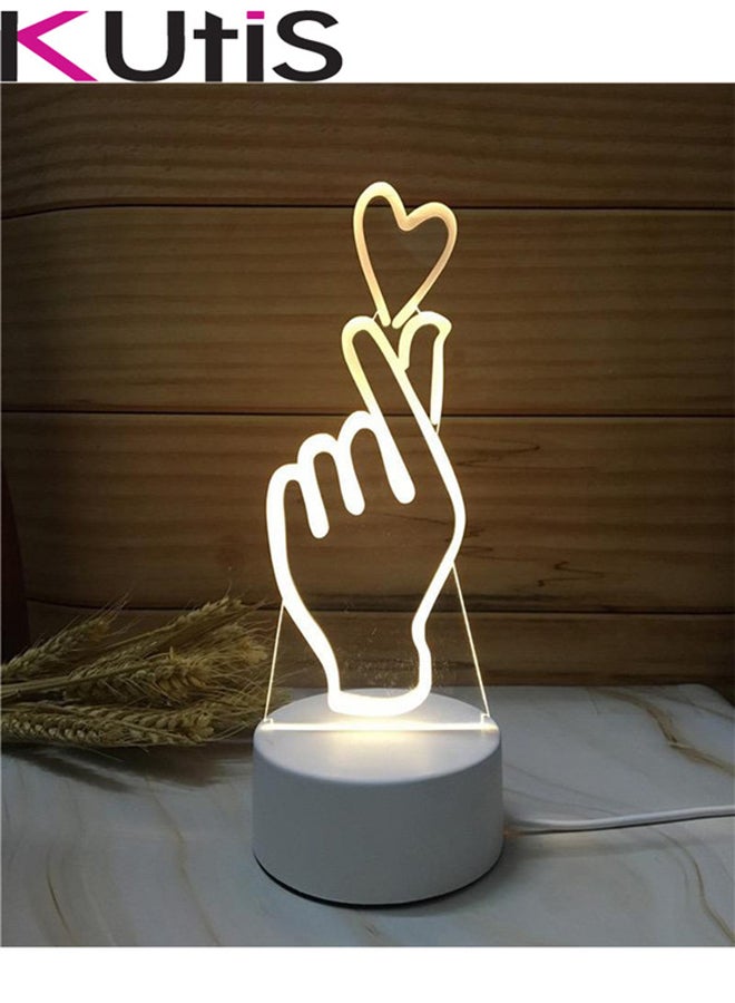 كوتيس مصباح ليلي LED ثلاثي الأبعاد بتصميم خادع للبصر يعبر عن الحب أصفر  - Image 1