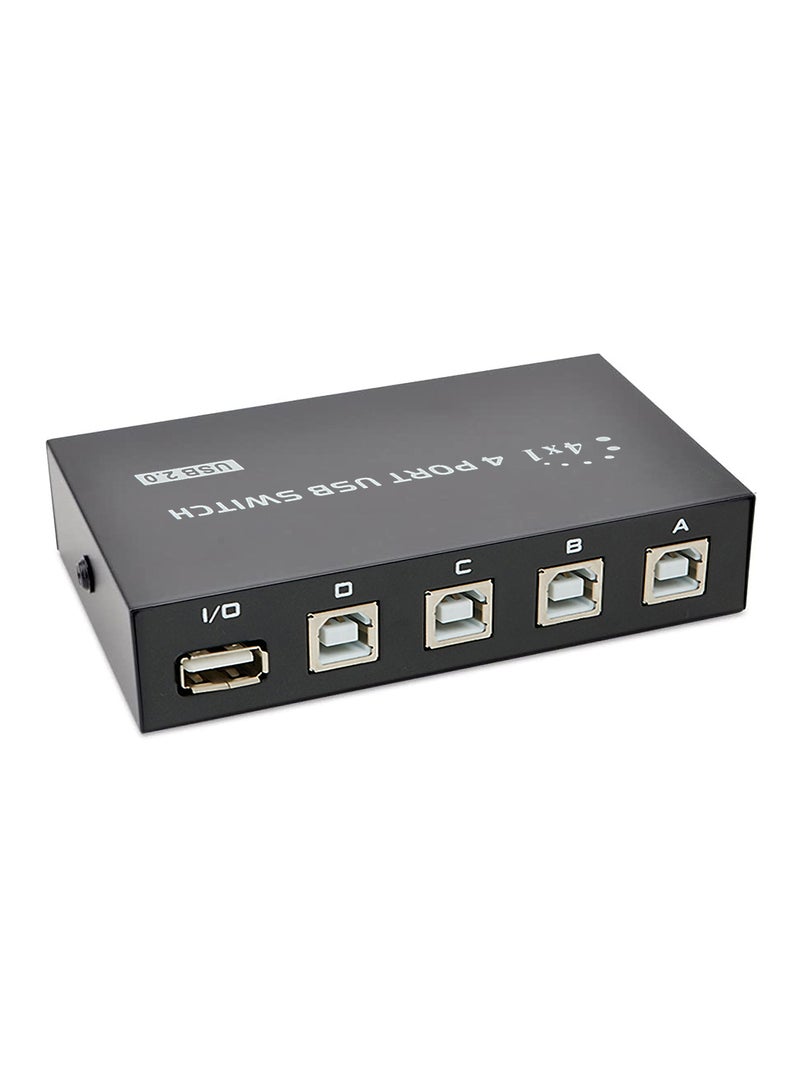 Noon East - 4 Port USB 2.0 Sharing Manual Switch Box Hub 4 PCS Share Switcher 1 USB Device For Printer Scanner Camera Keyboard Black - Image 1
