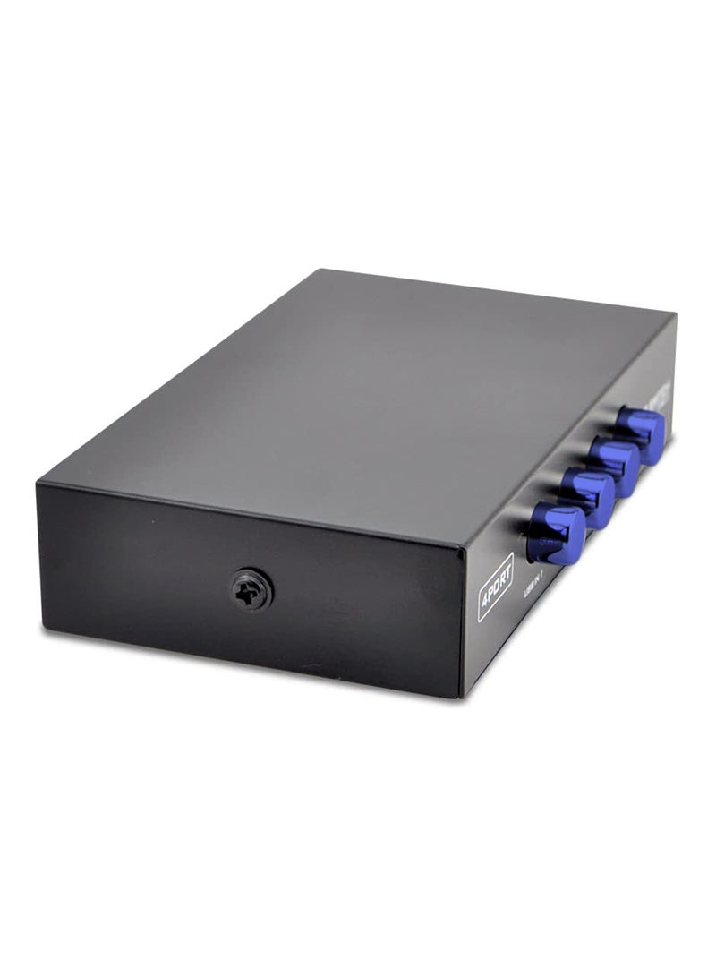 Noon East - 4 Port USB 2.0 Sharing Manual Switch Box Hub 4 PCS Share Switcher 1 USB Device For Printer Scanner Camera Keyboard Black - Image 1