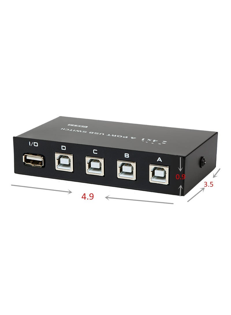 Noon East - 4 Port USB 2.0 Sharing Manual Switch Box Hub 4 PCS Share Switcher 1 USB Device For Printer Scanner Camera Keyboard Black - Image 1