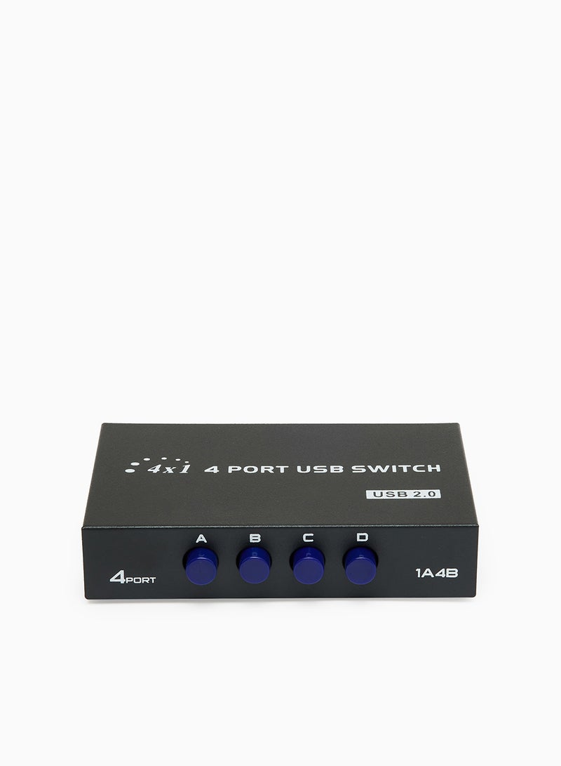 Noon East - 4 Port USB 2.0 Sharing Manual Switch Box Hub 4 PCS Share Switcher 1 USB Device For Printer Scanner Camera Keyboard Black - Image 1