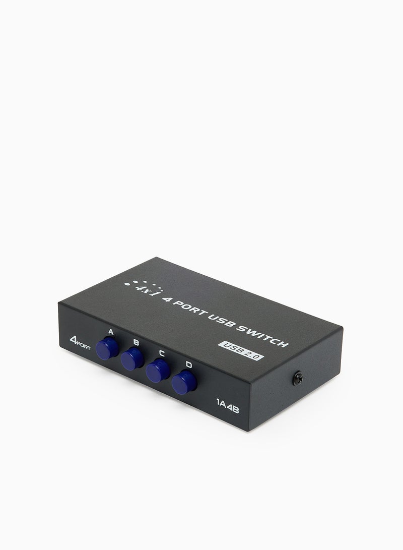 Noon East - 4 Port USB 2.0 Sharing Manual Switch Box Hub 4 PCS Share Switcher 1 USB Device For Printer Scanner Camera Keyboard Black - Image 1