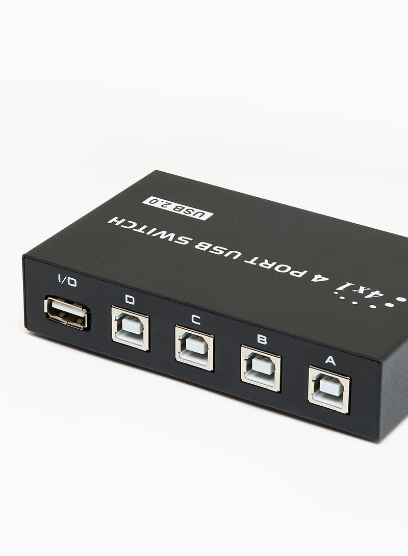 Noon East - 4 Port USB 2.0 Sharing Manual Switch Box Hub 4 PCS Share Switcher 1 USB Device For Printer Scanner Camera Keyboard Black - Image 1