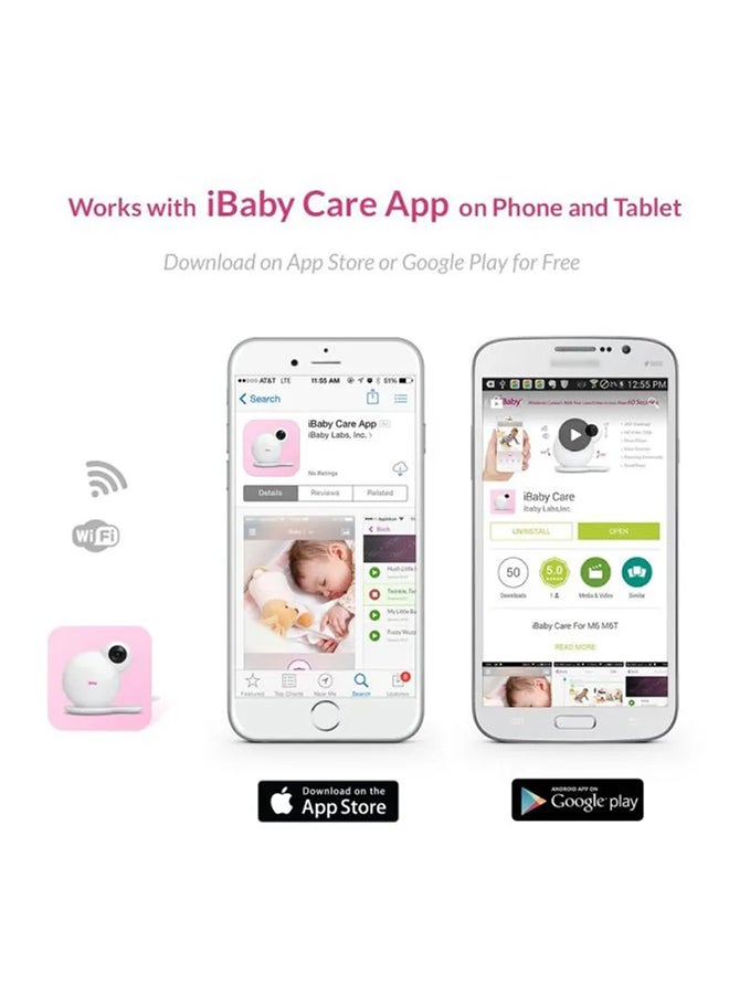 ibaby Care M7 Smart Wi-Fi Enabled Baby Digital Video Monitor, 360 Rotation, Moonlight Soother, Music Player, Smart Sensors, Apple iPhone and Android- 1551191107-2747  - Image 2