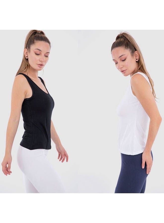 Mesery Round Neck Sleeveless Slim Plain Undershirts Multicolour  - Image 1