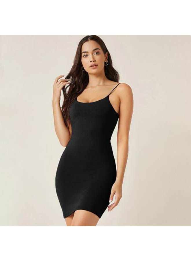 Mesery Bretelle Short Dress Cotton Thin Strap Black  - Image 1