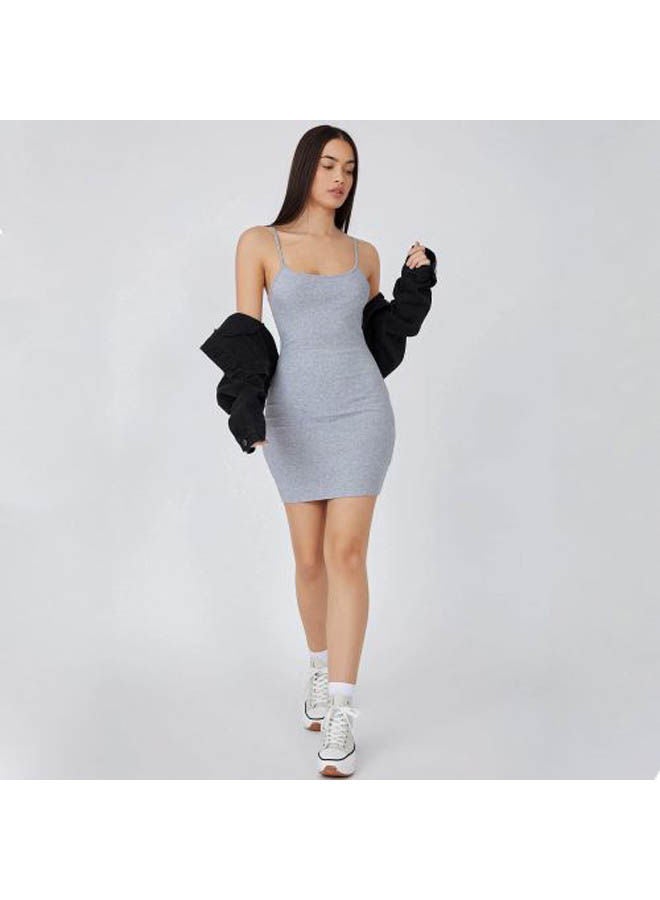 Mesery Bretelle Short Dress Cotton Thin Strap Grey  - Image 1