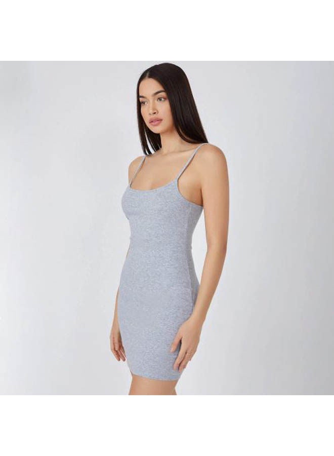 Mesery Bretelle Short Dress Cotton Thin Strap Grey  - Image 4