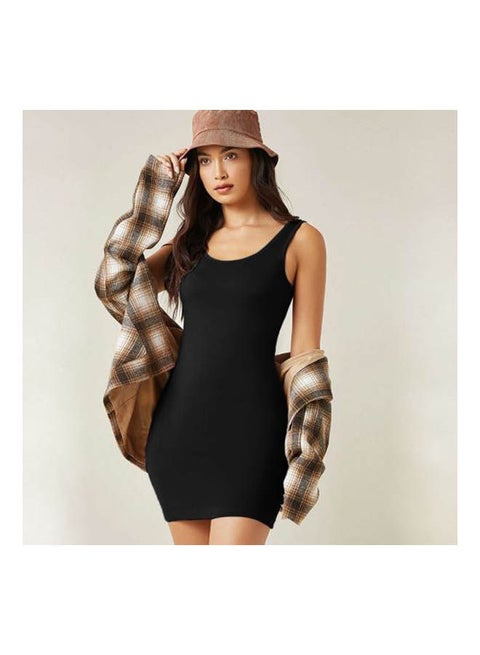 Bretelle Short Dress Cotton TankTop Black