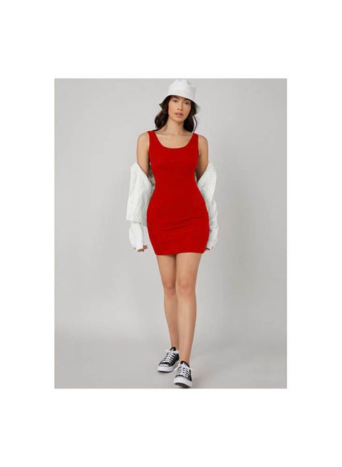 Bretelle Short Dress Cotton TankTop Red