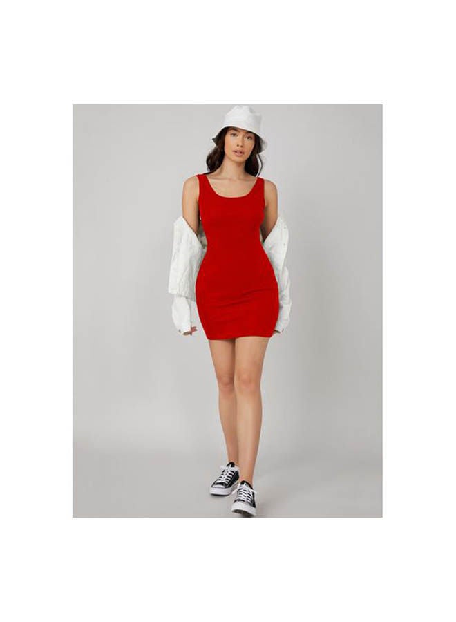 Mesery Bretelle Short Dress Cotton TankTop Red  - Image 1