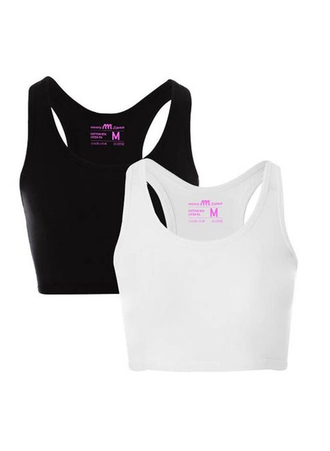 Bundle Of Two Full Coverage Non-wired Cross Back Sportive Bra Multicolour