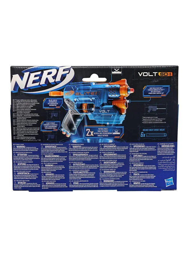 نيرف Elite 2.0 Volt Sd-1 Blaster - 6 Official Nerf Darts, Light Beam Targeting, 2-Dart Storage, 2 Tactical Rails To Customize For Battle, Fires Darts Up to 90 Feet, Ages 8+