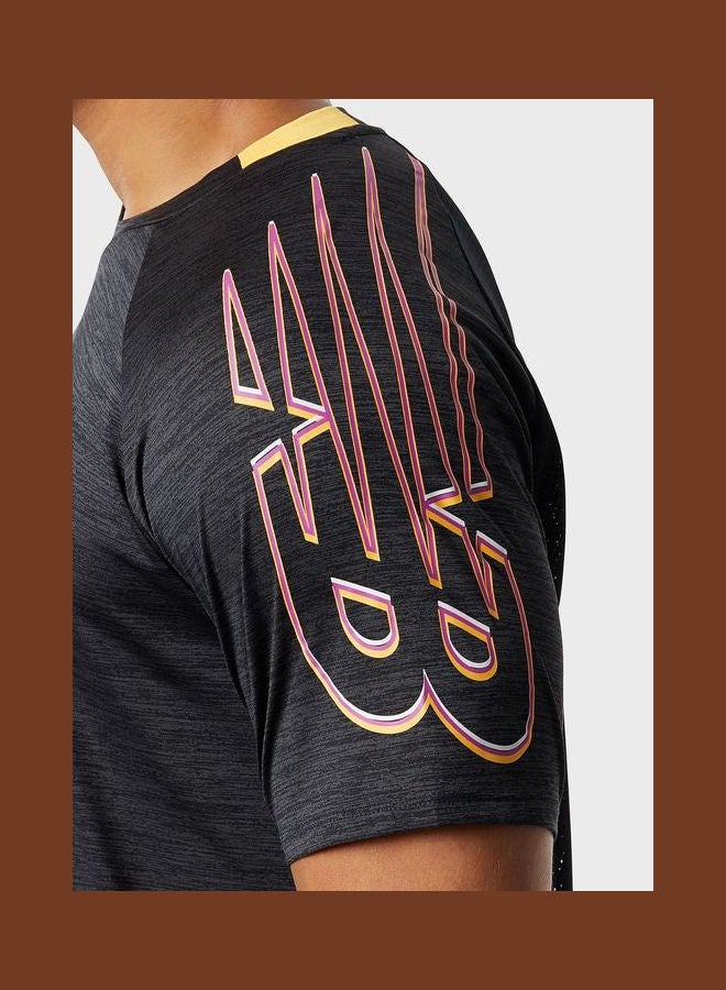 New Balance Fast Flight Printed Short Sleeves T-Shirt Black - Image 3