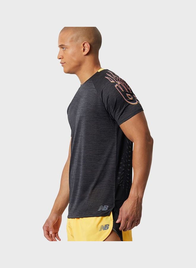 New Balance Fast Flight Printed Short Sleeves T-Shirt Black - Image 4
