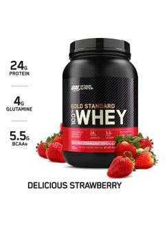 Optimum Nutrition Gold Standard 100% Whey Protein Powder 2 lbs (Delicious Strawberry)  - Image 2