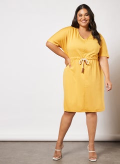 Vero Moda Curve Drawstring Waist Dress Yellow  - Image 1