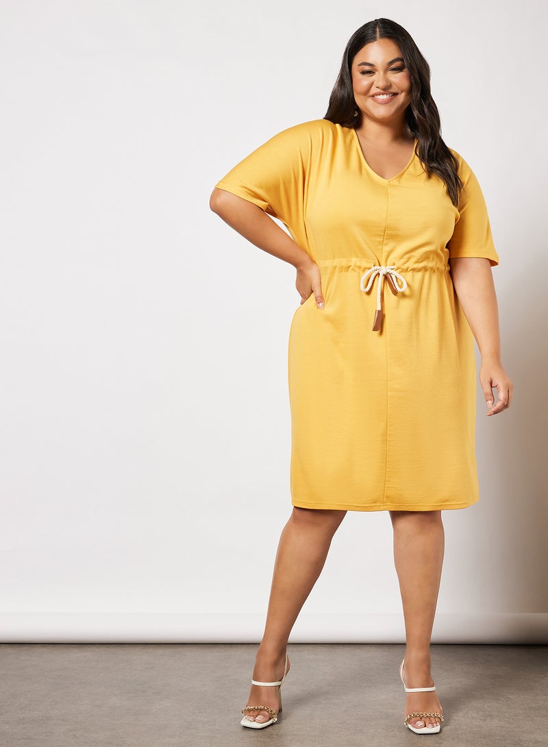 Vero Moda Curve Drawstring Waist Dress Yellow  - Image 1