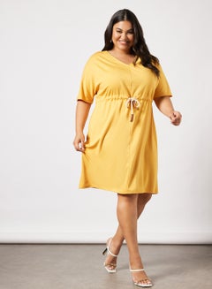 Vero Moda Curve Drawstring Waist Dress Yellow  - Image 4
