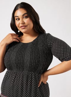 Vero Moda Curve Jelis Tiered Geometric Pattern Dress Black  - Image 3