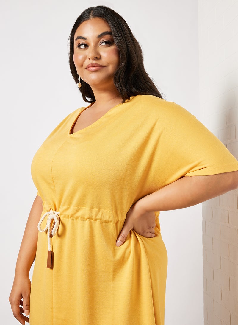 Vero Moda Curve Drawstring Waist Dress Yellow  - Image 3