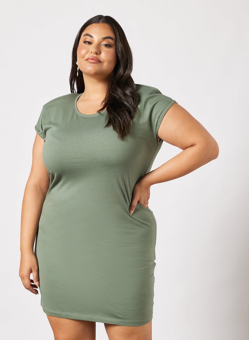 Plus Size Mini Dress Green - v1650014744/N43720581V_1