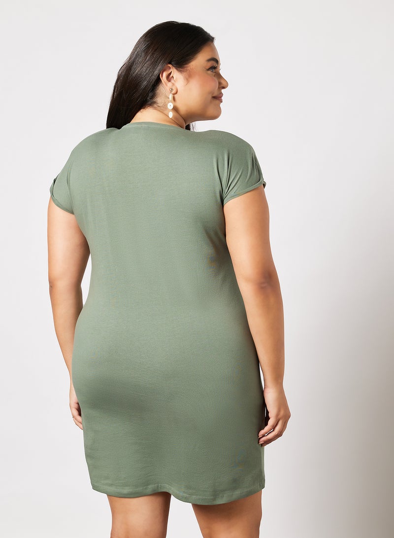 Plus Size Mini Dress Green - v1650014745/N43720581V_2