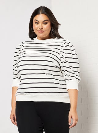Curve Striped Sweatshirt Cloud Dancer - v1650014746/N44090457V_1