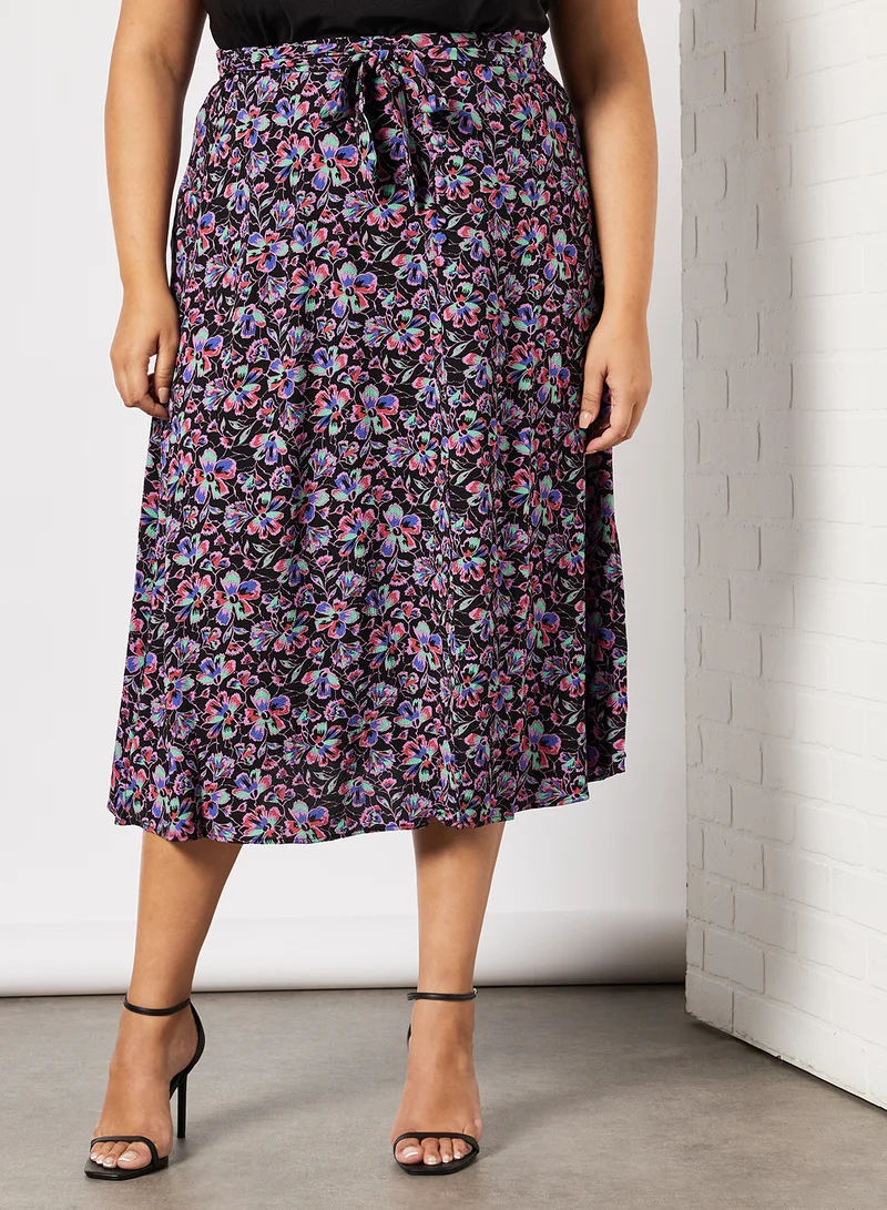 Violeta By Mango Plus Size Floral Print Skirt