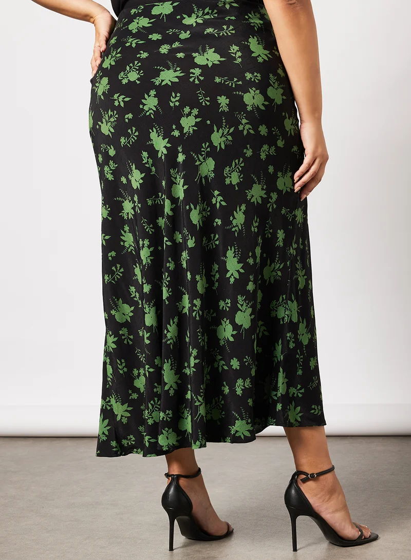 Violeta By Mango Plus Size Floral Print Skirt