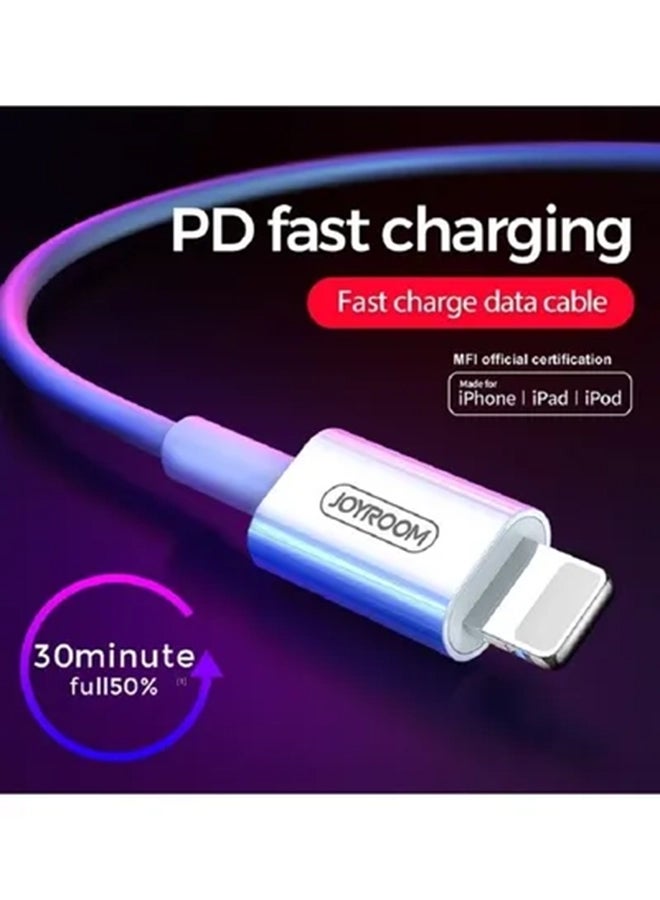 جوي روم - كابل شحن سريع بتقنية PD من Type-C إلى لايتنينج وحاصل على شهادة MFi أبيض - Image 1