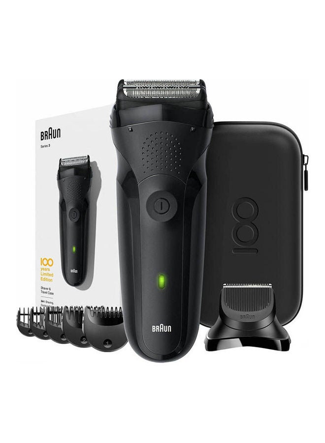 BRAUN Series 3 MBS3 Max Limited Edition Electric Shaver Wet & Dry-3 Flexible Blades With Trimmer Head And 5 Combs Travel Kit Black  - Image 1